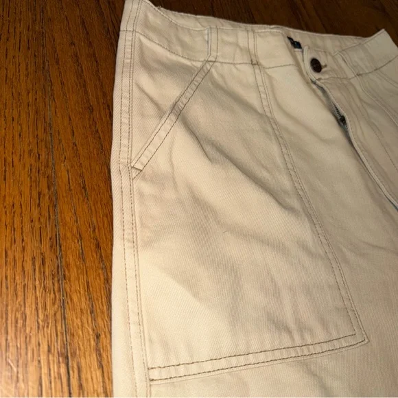 Abercrombie & Fitch Curve Love Wide Leg Cream Pants 100% Cotton Size Medium - Picture 3 of 10
